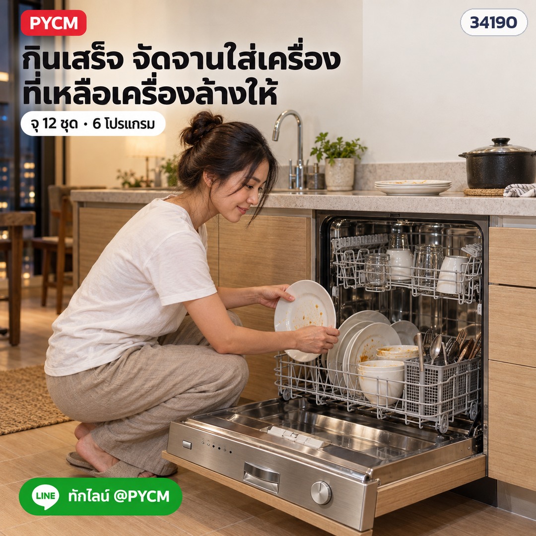 เครื่องล้างจานกึ่งบิวท์อิน 12 ชุด DW-SB12 – กินข้าวเสร็จ จัดจานใส่เครื่อง ที่เหลือเครื่องล้างให้ (ภาพประกอบ)