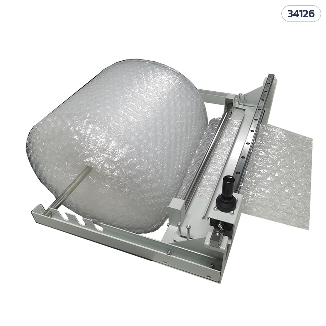 เครื่องตัดบับเบิ้ล – BFC-M500 (รหัส 34126) ใส่ม้วนบับเบิ้ลบนขาแขวนม้วน รองรับม้วน Ø ถึง 600 มม. (ม้วนบับเบิ้ลไม่รวมในชุด)