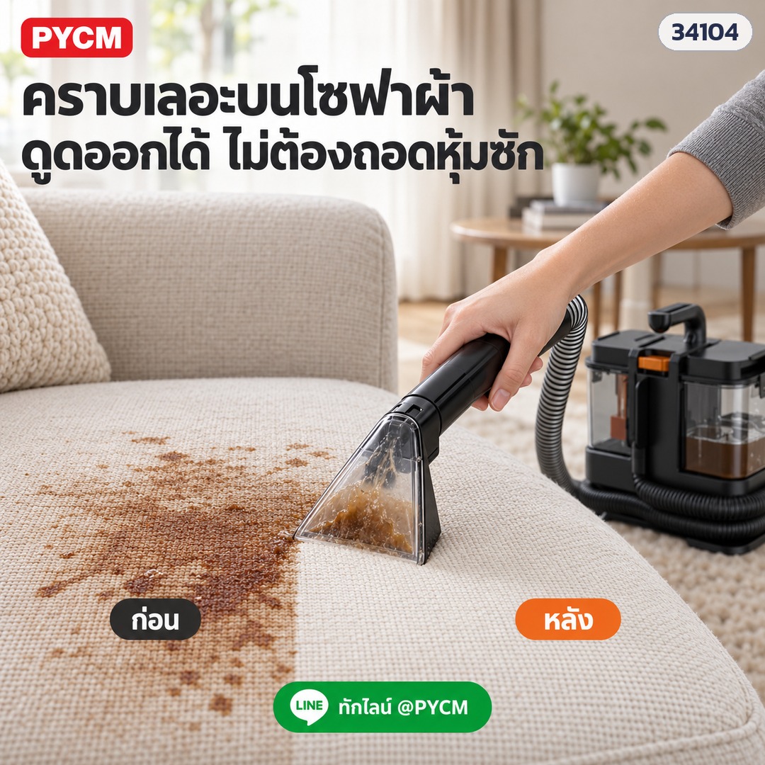 เครื่องทำความสะอาดโซฟา พรม FSC-336 – คราบเลอะบนโซฟาผ้า ดูดออกได้ ไม่ต้องถอดหุ้มซัก