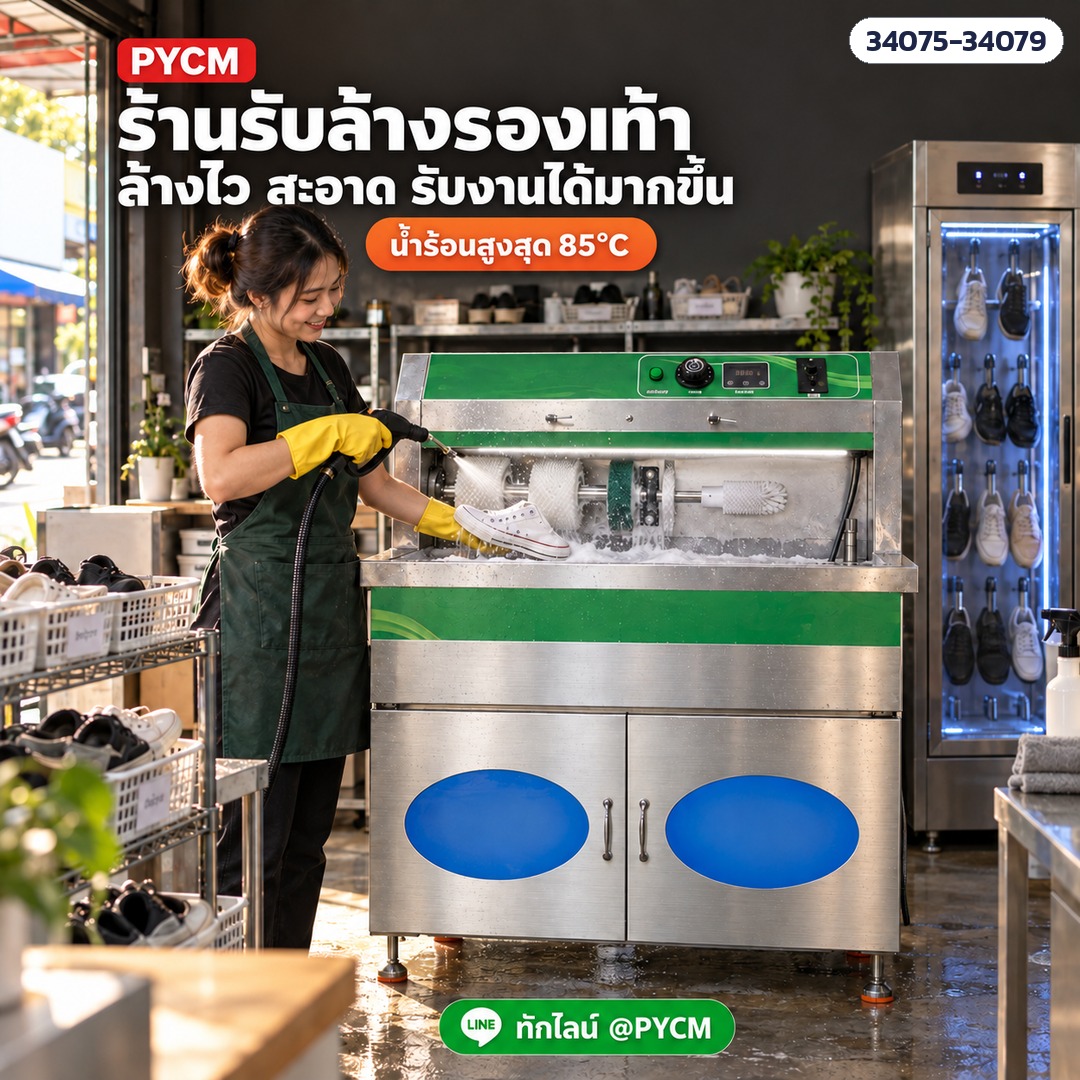 ใช้งานจริงในร้านรับล้างรองเท้า น้ำร้อนสูงสุด 85 °C