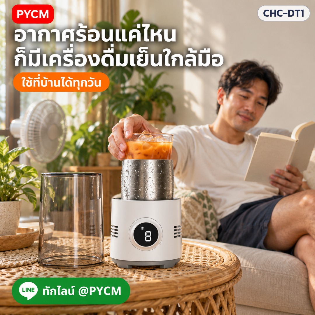 แก้วทำเย็น-ร้อนตั้งโต๊ะ CHC-DT1 – อากาศร้อนแค่ไหน ก็มีเครื่องดื่มเย็นใกล้มือ ใช้ที่บ้านได้ทุกวัน (ภาพประกอบ)