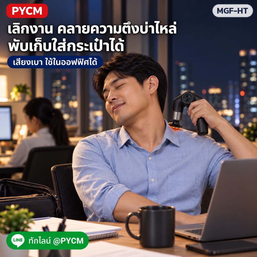 ปืนนวดกล้ามเนื้อ ด้ามยาว – เลิกงาน คลายความตึงบ่าไหล่ พับเก็บใส่กระเป๋าได้ (ภาพประกอบ)