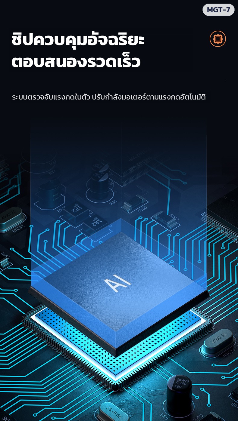 ปืนนวดกล้ามเนื้อ MGT-7 – ชิปควบคุม ปรับกำลังมอเตอร์ตามแรงกดอัตโนมัติ