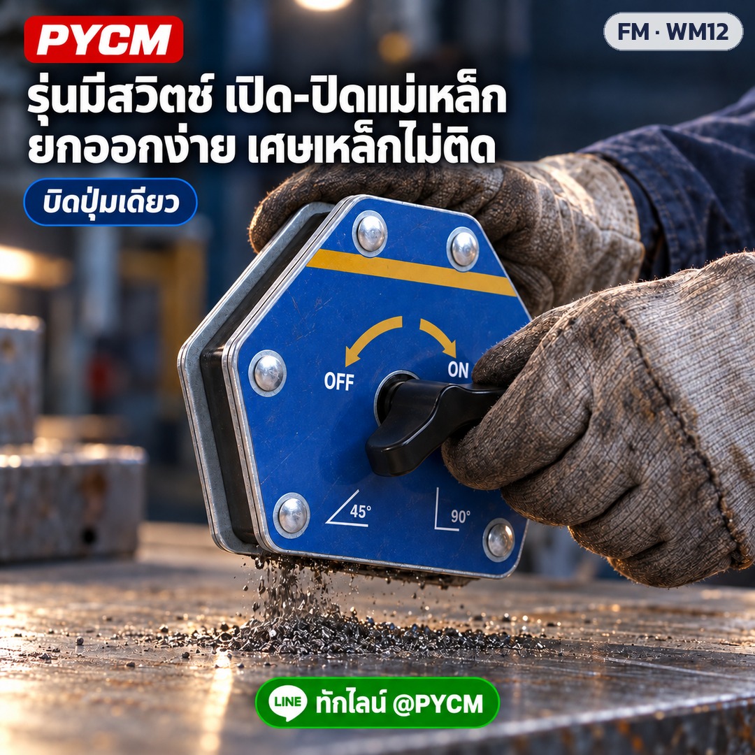 รุ่นมีสวิตช์ เปิด-ปิดแม่เหล็ก ยกออกง่าย เศษเหล็กไม่ติด