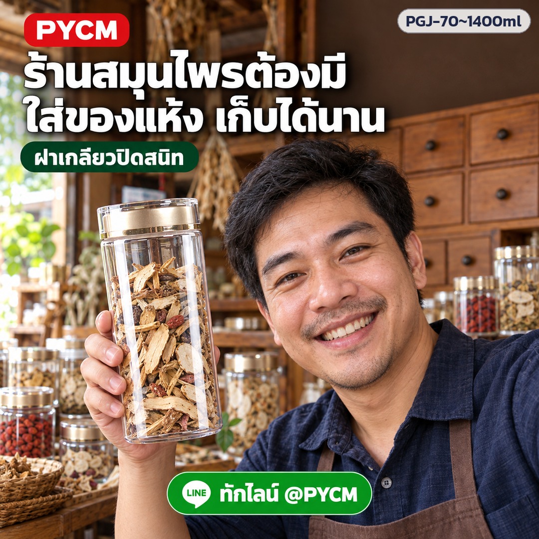 กระปุก PET ใส ฝาสีทอง – ร้านสมุนไพร ใส่ของแห้ง