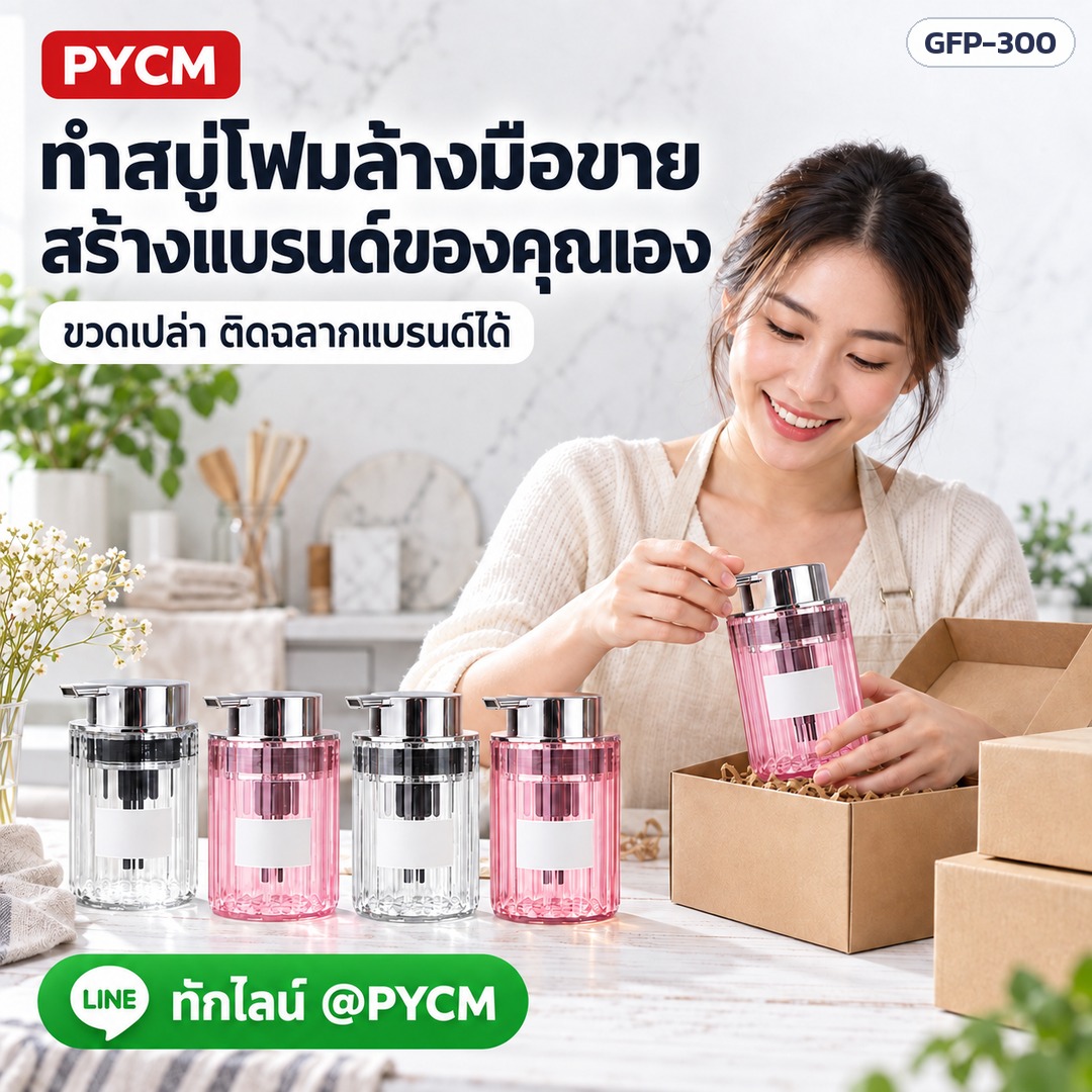 ขวดแก้วปั๊มโฟม 300 มล. – ทำสบู่โฟมล้างมือขาย สร้างแบรนด์ของคุณเอง