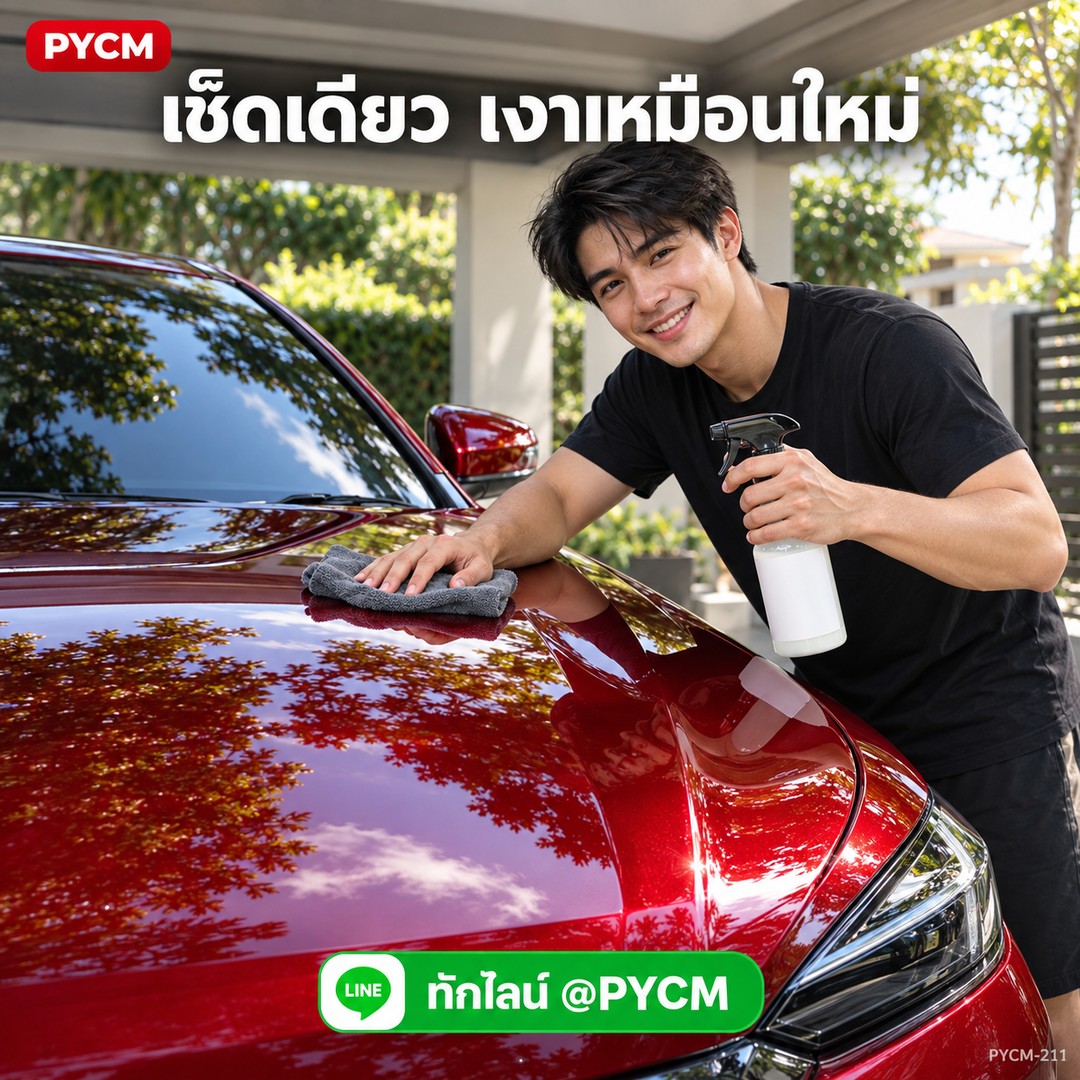 เช็ดเดียว เงาเหมือนใหม่ ด้วยน้ำยาเคลือบเงาสีรถซิลิโคน + คาร์นูบา