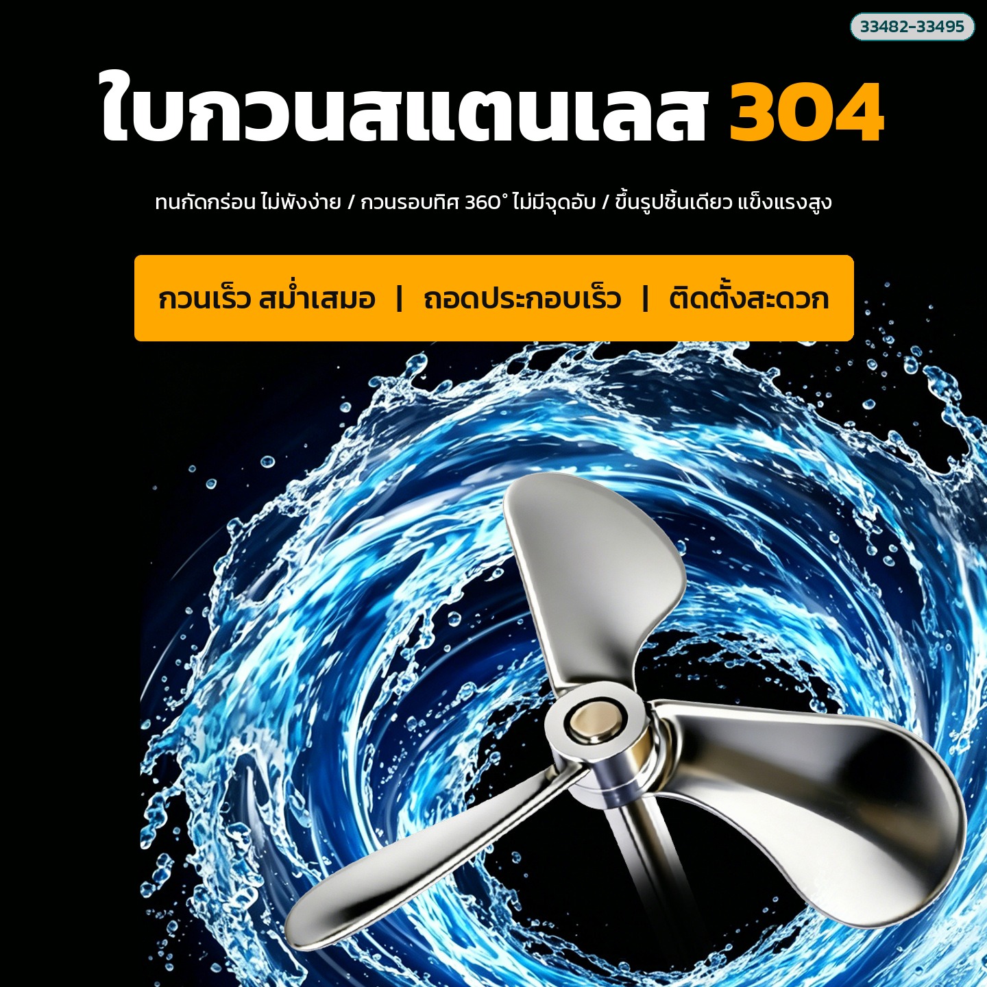 ใบกวนสแตนเลส 304 กวนรอบทิศ 360°