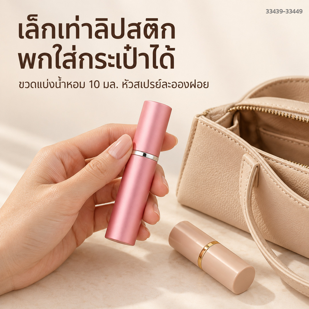 ขวดแบ่งน้ำหอมพกพา 10 มล. เล็กเท่าลิปสติก พกใส่กระเป๋าถือได้