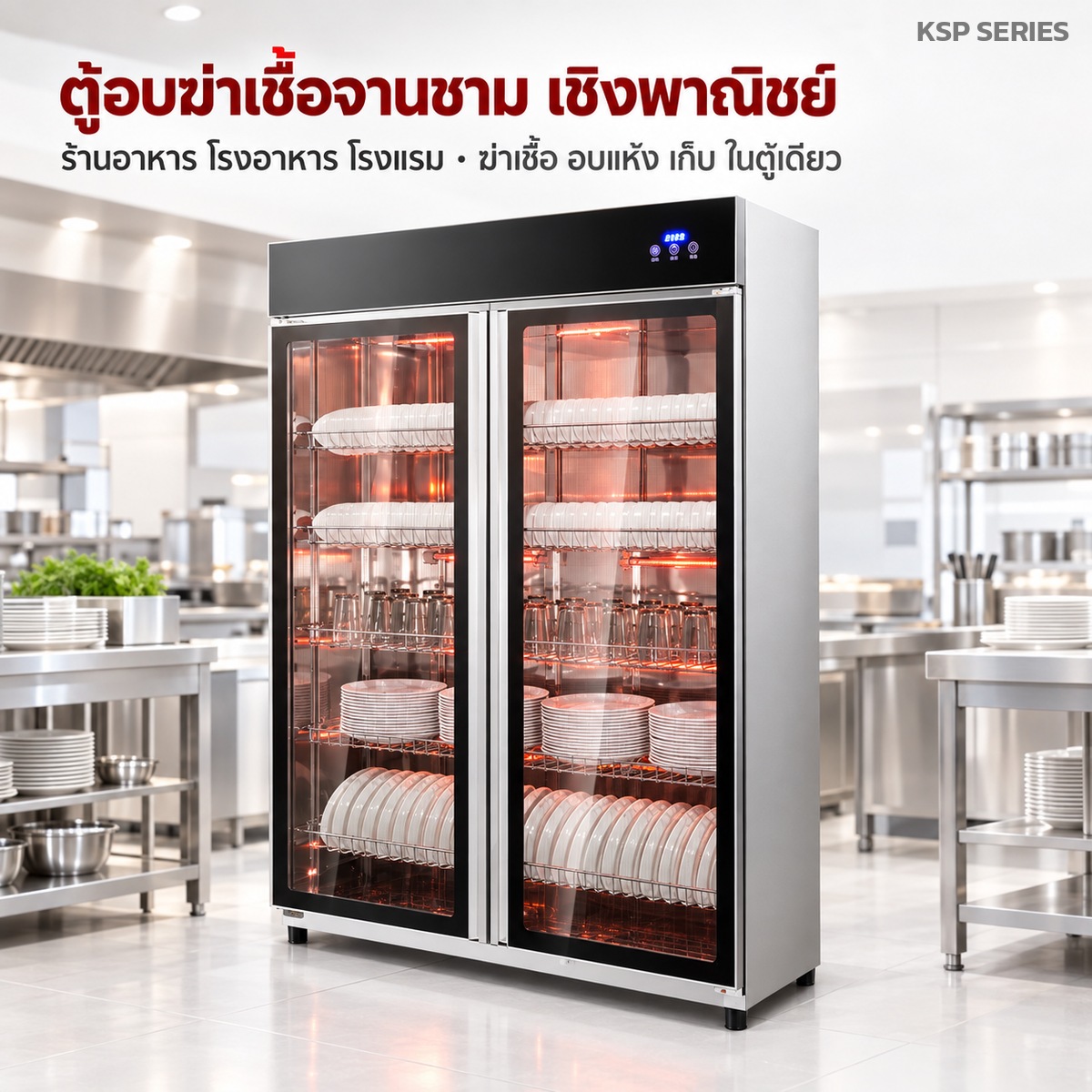 ตู้อบฆ่าเชื้อจานชาม เชิงพาณิชย์ สำหรับร้านอาหาร โรงอาหาร โรงแรม ฆ่าเชื้อ อบแห้ง เก็บ ในตู้เดียว