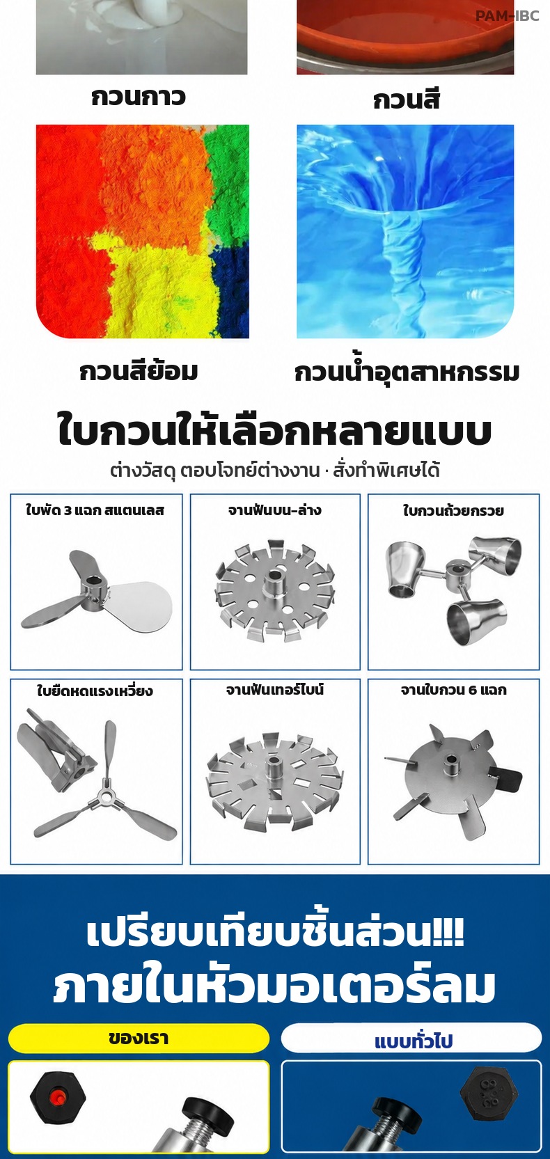 ตัวอย่างงานที่ใช้ กาว สี สีย้อม น้ำอุตสาหกรรม และใบกวน 6 แบบให้เลือก