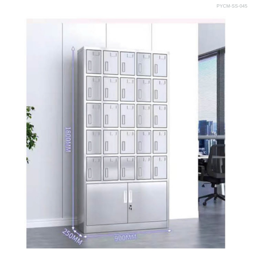 ตู้เก็บแก้วน้ำ 25 ช่อง พร้อมประตู PYCM-SS-045