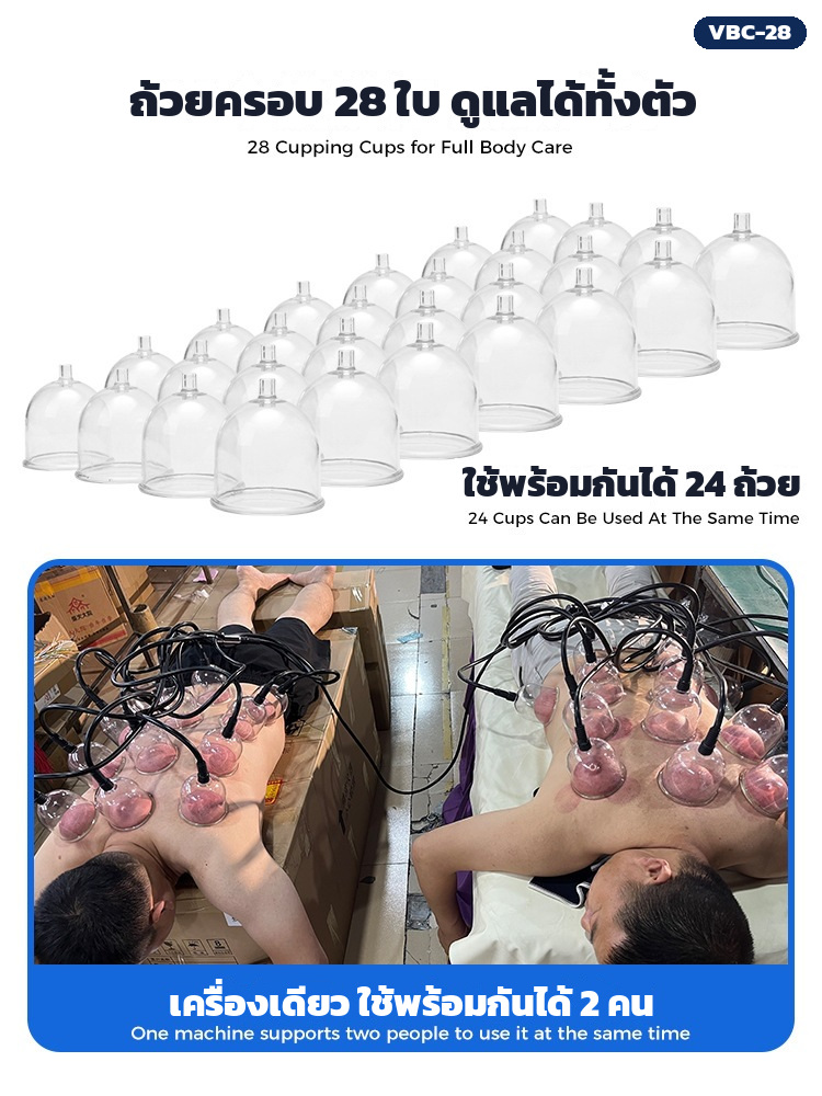 ถ้วยครอบ 28 ใบ ดูแลได้ทั้งตัว และเครื่องเดียวใช้ได้ 2 คนพร้อมกัน