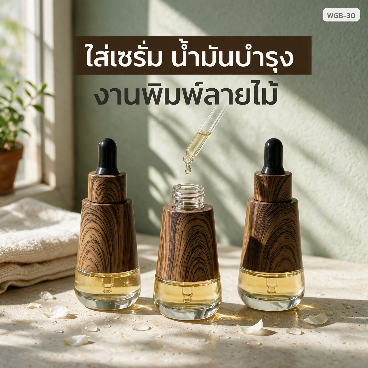 ใส่เซรั่ม น้ำมันบำรุงผิว และน้ำมันหอมระเหย จ่ายทีละหยด