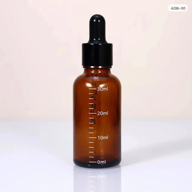 ขวดแก้วสีชา หลอดหยด 5/10/15/20/30/50/100 มล. มีสเกลบอกปริมาตร พร้อมฝาหลอดหยด - Image 8