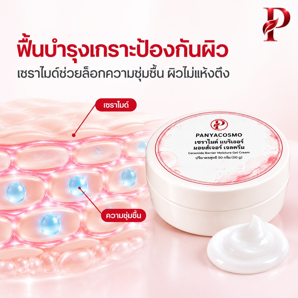 ปัญญาคอสโม เซราไมด์ แบริเออร์ มอยส์เจอร์ เจลครีม 50 ก. เจลครีมเซราไมด์ ฟื้นเกราะผิว (Pcosmo-588-50) - Image 4