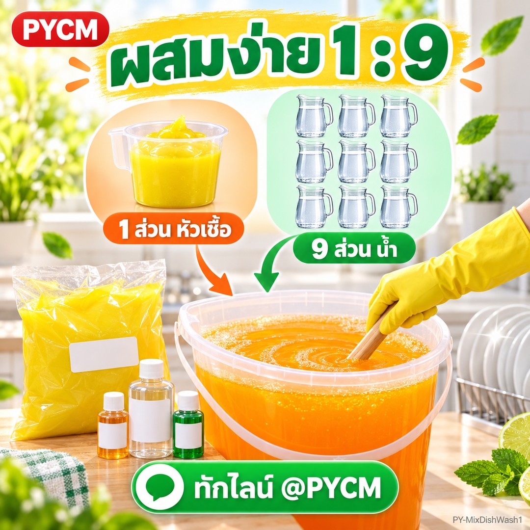 หัวเชื้อน้ำยาล้างจาน 1 กก. ผสมน้ำได้ 10 กก. แค่เติมน้ำ แต่งสี แต่งกลิ่นได้ PY-MixDishWash1 - Image 3