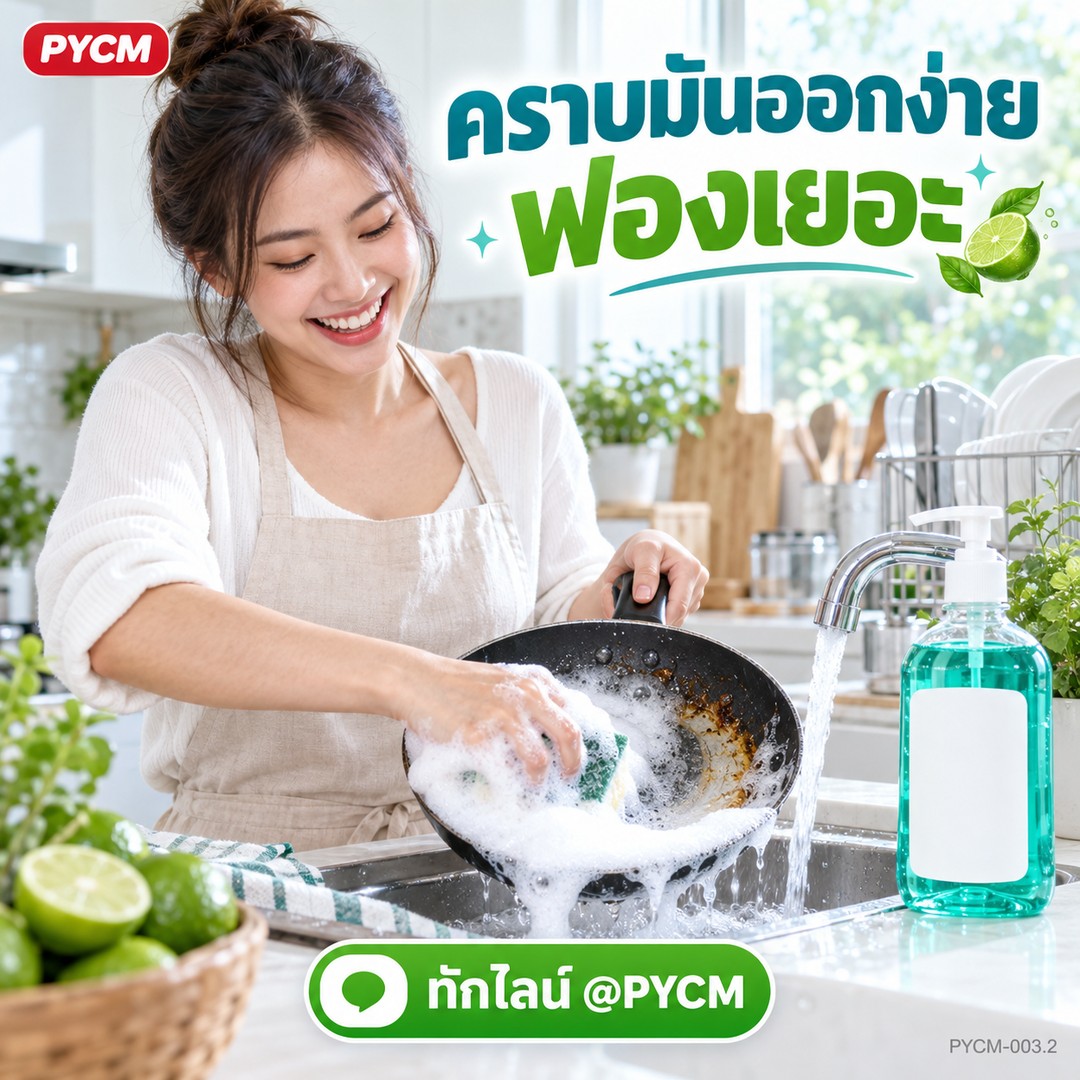 ชุดทำ น้ำยาล้างจาน สูตรเพิ่มฟอง ขจัดคราบไขมัน 15 กก. ฟองแน่น ลดกลิ่นคาว PYCM-003.2 - Image 2