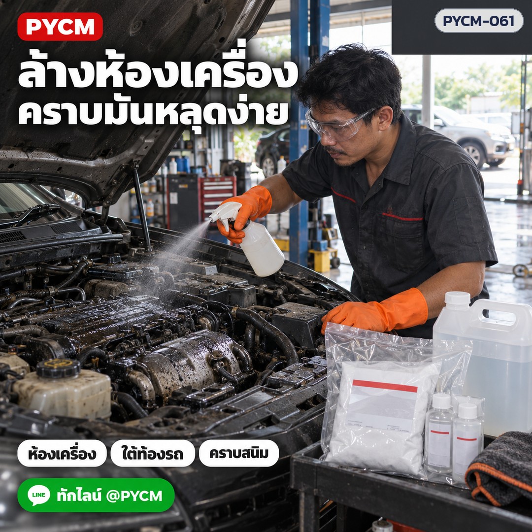 ชุดทำ น้ำยาล้างห้องเครื่อง ใต้ท้องรถ สลายคราบน้ำมัน จาระบี คราบสนิม (สูตรด่าง) 15 กก. PYCM-061 - Image 5