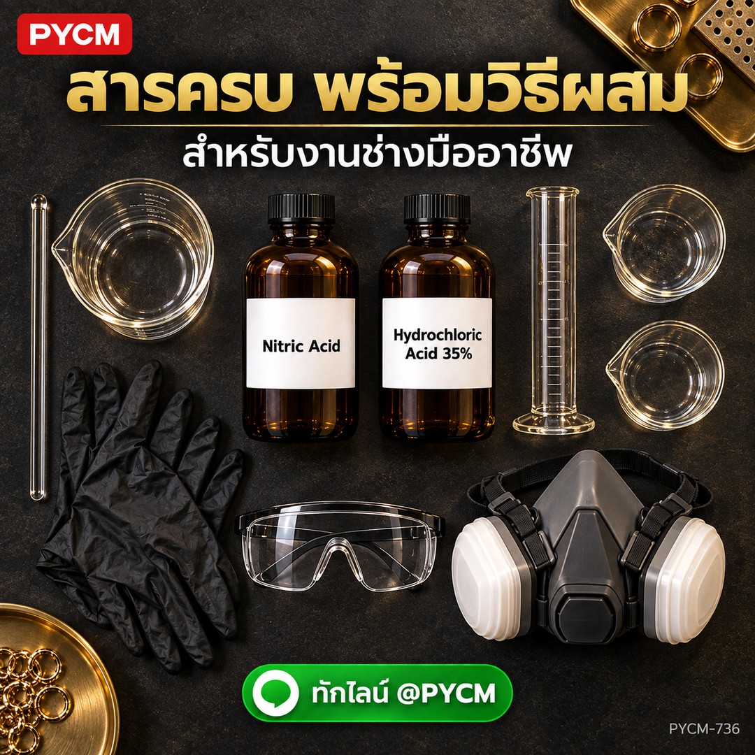 ชุดทำ น้ำยาลอกทอง สำหรับงานช่างทอง เครื่องประดับ (กรดไนตริก + กรดไฮโดรคลอริก) PYCM-736 - Image 3