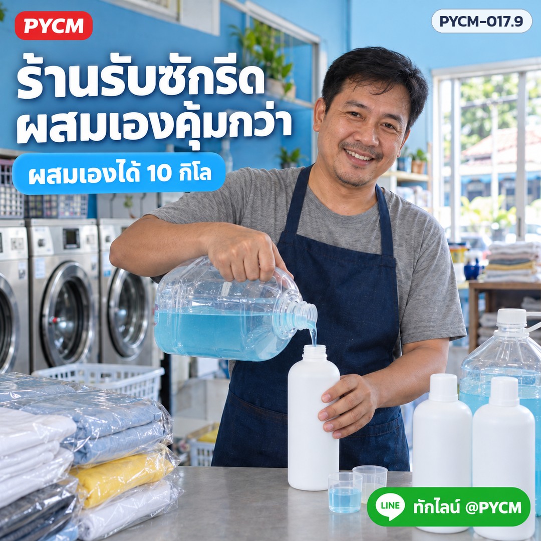 ชุดทำ น้ำยาซักผ้า สูตรเข้มข้น ผลิตได้ 10 กก. ใช้น้อย ซักได้เยอะ ซักมือ ซักเครื่องฝาหน้า ฝาบน PYCM-017.9 - Image 4