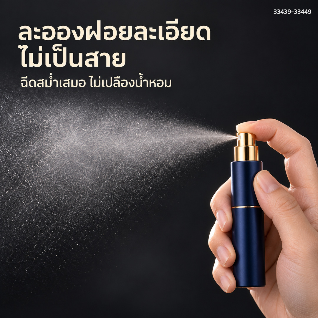 ขวดแบ่งน้ำหอมพกพา 10 มล. รุ่น D05 เปลือกอะลูมิเนียม ขวดแก้วด้านใน หัวสเปรย์ละอองฝอย ถอดเติมซ้ำได้ (เลือกสีได้ 11 สี) - Image 8