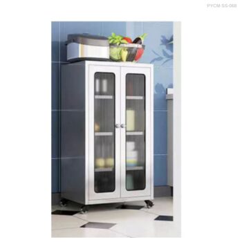 PYCM ตู้ข้างโต๊ะอาหาร บานกระจกลอน ทรงสูง (PYCM-SS-068)