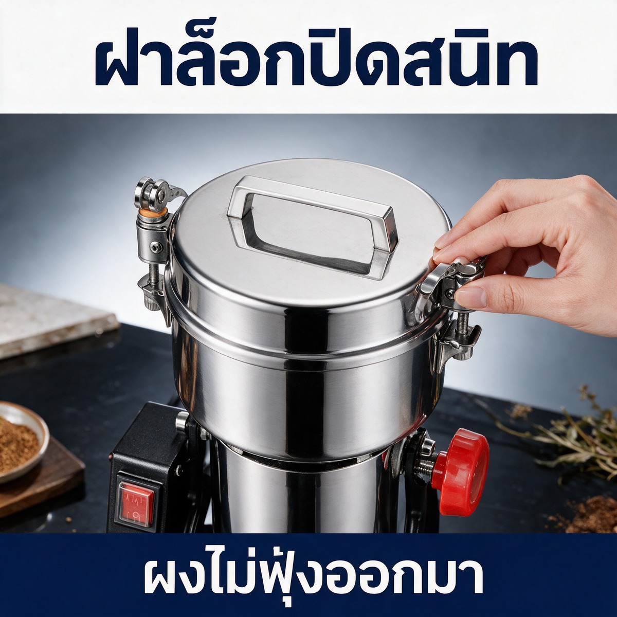 เครื่องบดผงสมุนไพร แบบโยกเหวี่ยง โถสแตนเลสปิดสนิท 25,000 รอบ/นาที ละเอียด 50-250 เมช - Image 6
