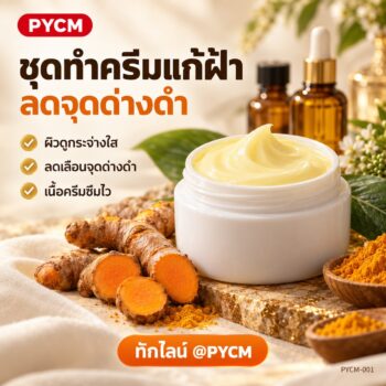 ชุดทำ ครีมแก้ฝ้า ลดจุดด่างดำ (1 กก.) สูตร Hot Process ขมิ้นชัน กลูต้าไธโอน PYCM-001