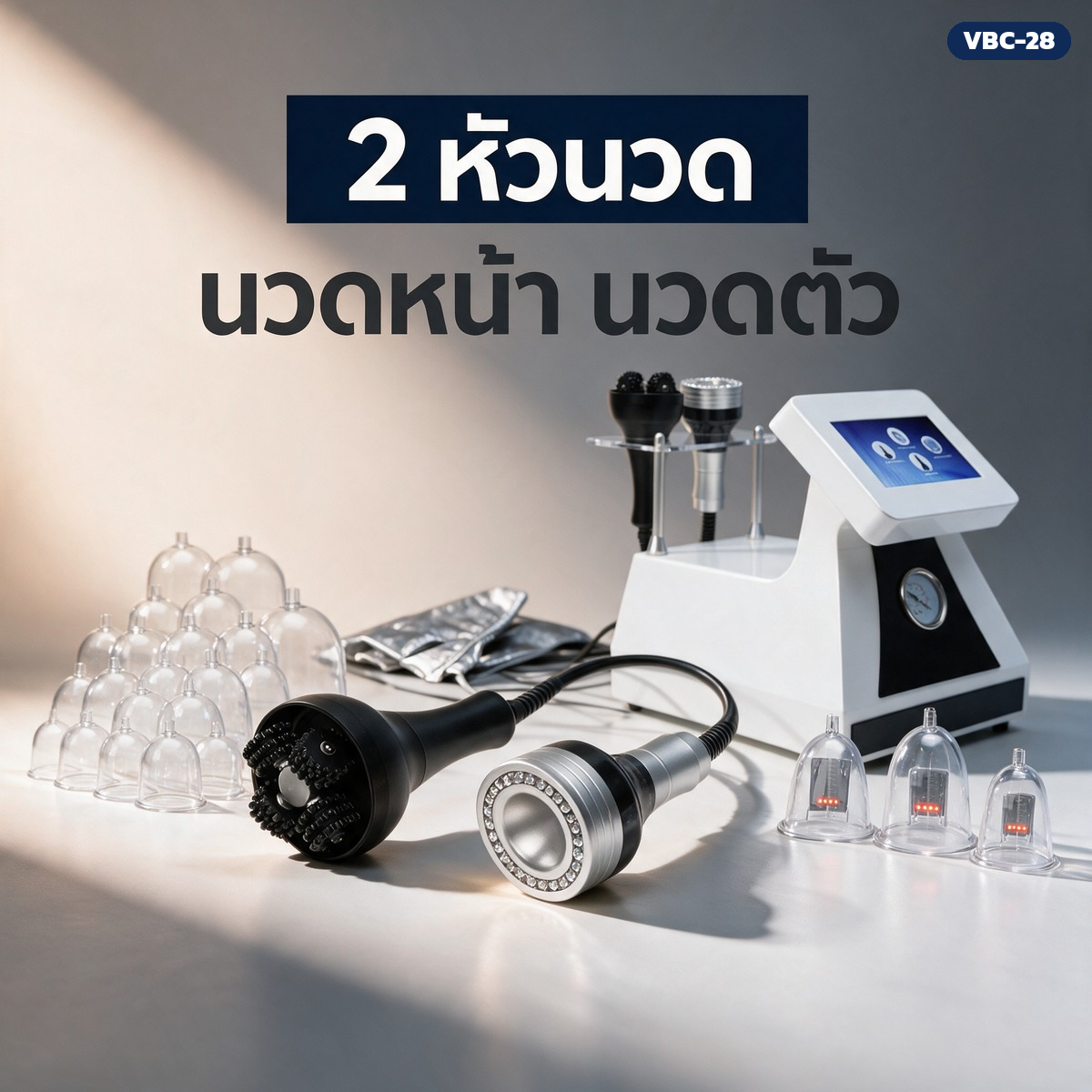 เครื่องนวดสุญญากาศ ถ้วยครอบ 28 ใบ + ถ้วยอินฟราเรดแบบสั่น 4 ใบ วาล์วแยกลม 12 ช่อง ใช้ได้ 2 คนพร้อมกัน รุ่น VBC-28 - Image 7